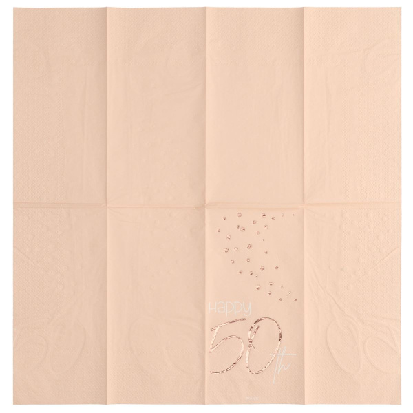 10 X 50TH BIRTHDAY LUSH BLUSH NAPKINS - 33CM