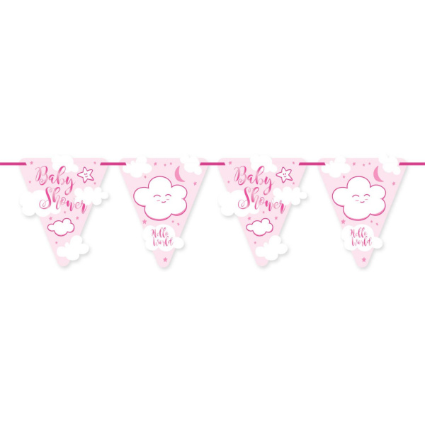 BABY GIRL PINK BABY SHOWER TRIANGLE BUNTING - 6M