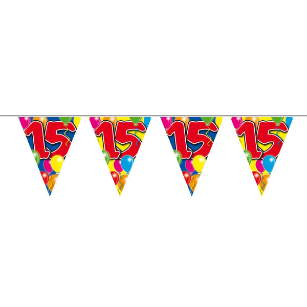 15TH BIRTHDAY BALLOON TRIANGLE BUNTING - 10M