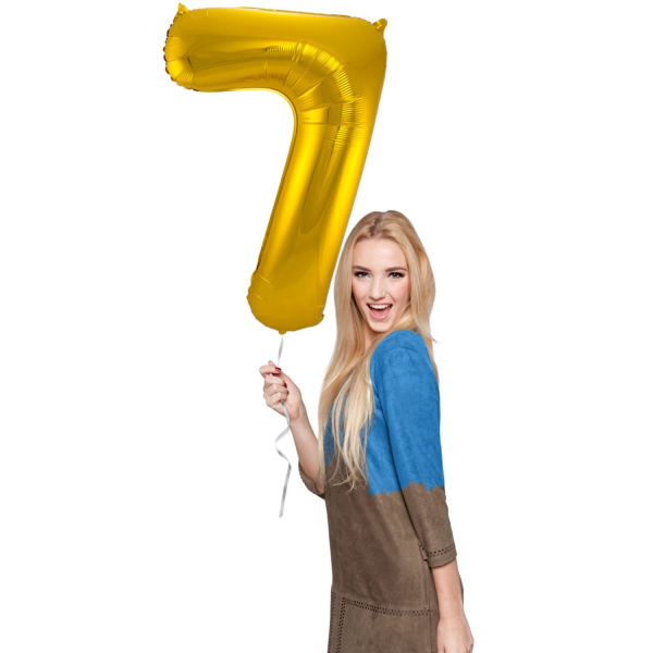 NUMBER 7 GOLD METALLIC FOIL BALLOON - 86CM