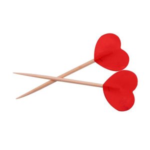 50 X RED HEART PARTY PICKS - 6.5CM