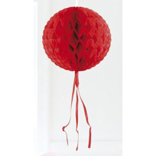 RED HANGING HONEYCOMB BALL - 30CM