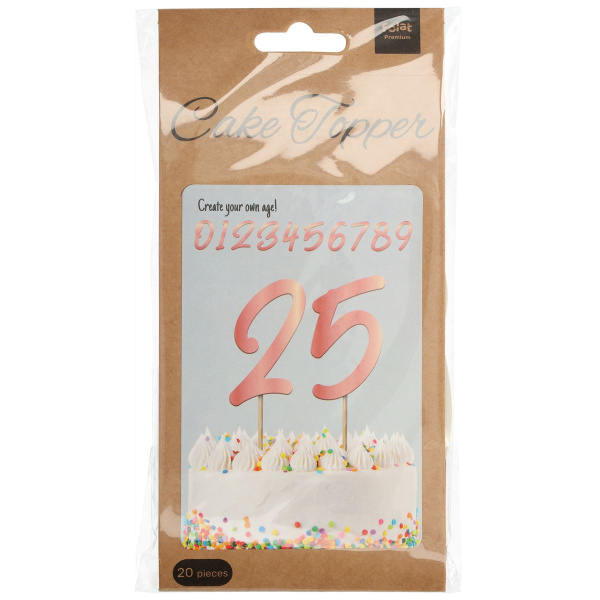 ROSE GOLD LUSH BLUSH NUMBER BIRTHDAY CAKE TOPPERS - 15CM