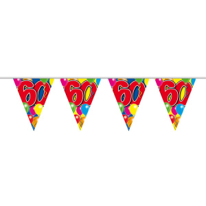 60TH BIRTHDAY BALLOON TRIANGLE BUNTING - 10M