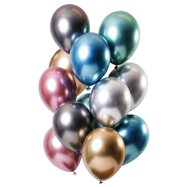 12 X TREASURE MIRROR EFFECT BALLOON SET - 33CM