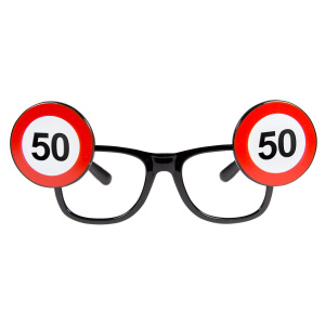 GLASSES 50TH BIRTHDAY TRAFFIC SIGN