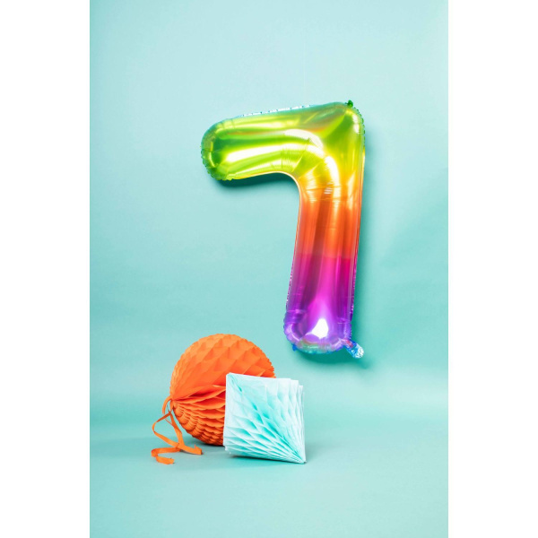 NUMBER 7 YUMMY GUMMY RAINBOW FOIL BALLOON - 86CM