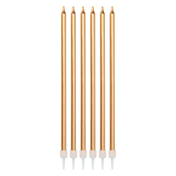 16 X BRONZE METALLIC BIRTHDAY CANDLES - 15CM