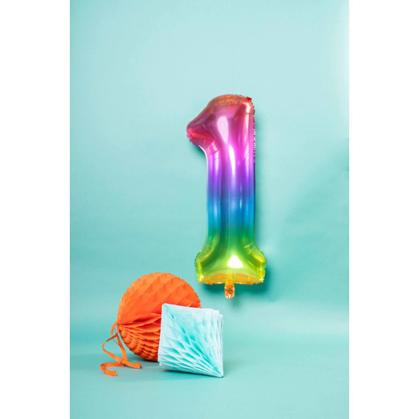 NUMBER 1 YUMMY GUMMY RAINBOW FOIL BALLOON - 86CM