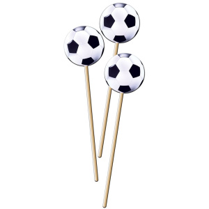 8 X FOOTBALL PARTY PICKS - 20CM