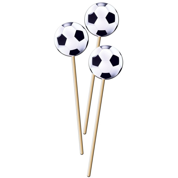 8 X FOOTBALL PARTY PICKS - 20CM