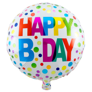 HAPPY B-DAY POLKA DOTS FOIL BALLOON - 45CM