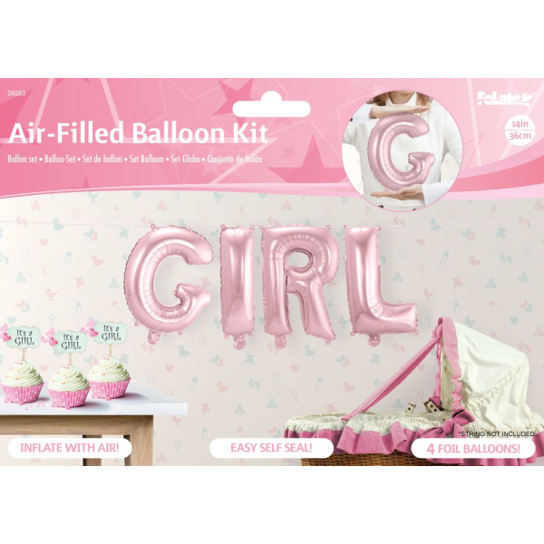 PINK BABY GIRL FOIL BALLOON SET - 36CM