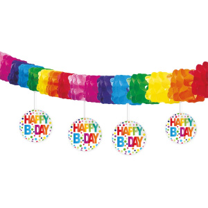 HAPPY B-DAY POLKA DOTS GARLAND WITH HANGERS - 4M