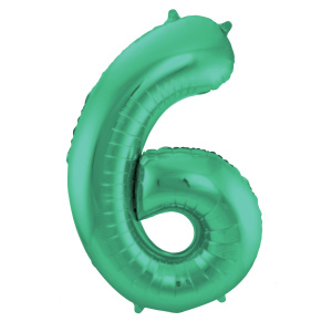 NUMBER 6 GREEN MATT METALLIC FOIL BALLOON - 86CM