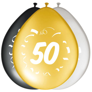 8 X 50TH BIRTHDAY BALLOONS STYLISH - 30CM