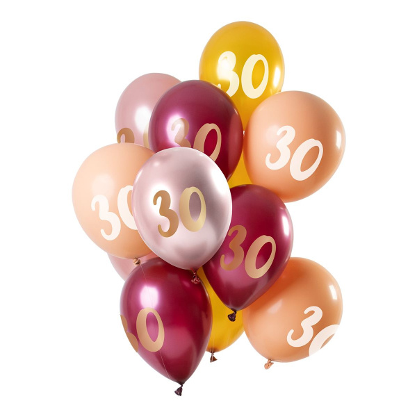 12 X 30TH BIRTHDAY PINK & GOLD BALLOONS - 30CM