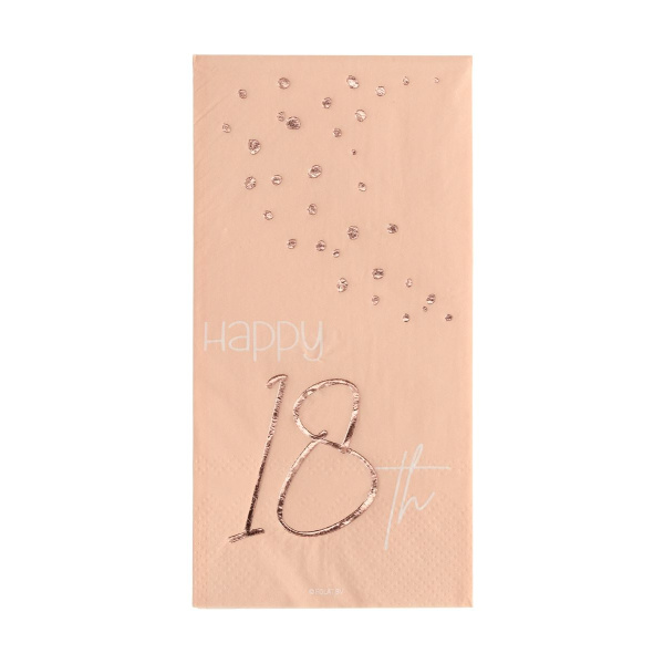 10 X 18TH BIRTHDAY LUSH BLUSH NAPKINS - 33CM