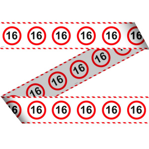 16TH BIRTHDAY BARRIER TAPE TRAFFIC SIGN - 15M