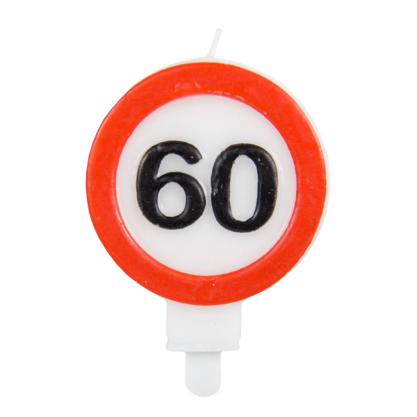 60TH BIRTHDAY CANDLE TRAFFIC SIGN - 8CM