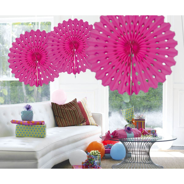 MAGENTA HANGING HONEYCOMB FAN - 45CM