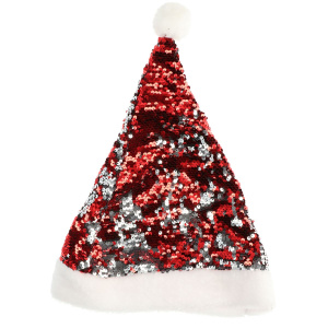 CHRISTMAS HAT REVERSIBLE SEQUIN RED/SILVER