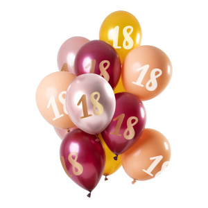 12 X 18TH BIRTHDAY PINK & GOLD BALLOONS - 30CM