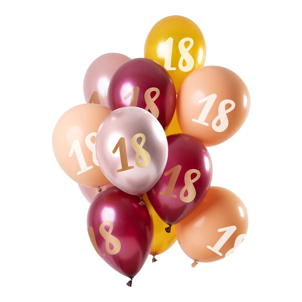 12 X 18TH BIRTHDAY PINK & GOLD BALLOONS - 30CM