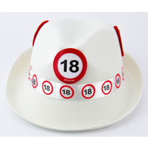 18TH BIRTHDAY WHITE TRILBY HAT TRAFFIC SIGN