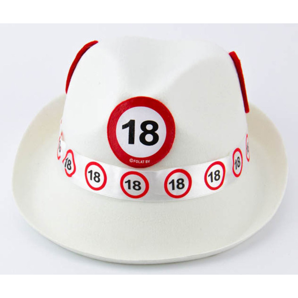 18TH BIRTHDAY WHITE TRILBY HAT TRAFFIC SIGN