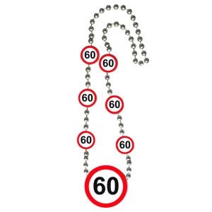 60TH BIRTHDAY BEADED NECKLACE TRAFFIC SIGN