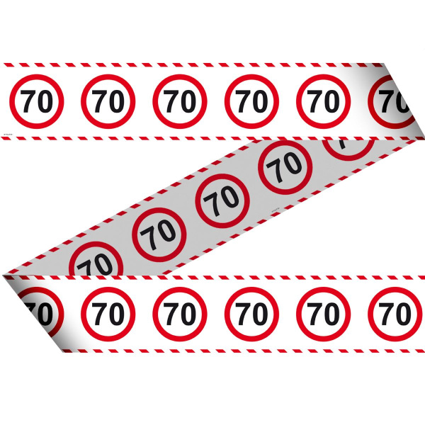 70TH BIRTHDAY BARRIER TAPE TRAFFIC SIGN - 15M