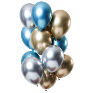 12 X SAPPHIRE MIRROR EFFECT BALLOON SET - 33CM