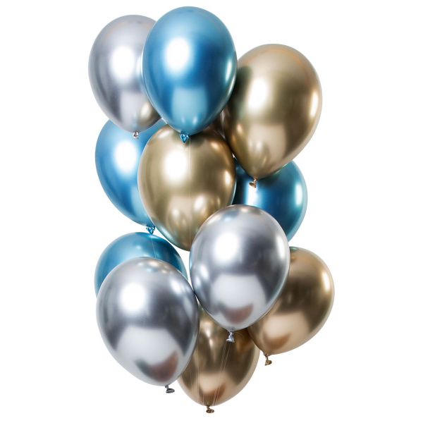 12 X SAPPHIRE MIRROR EFFECT BALLOON SET - 33CM