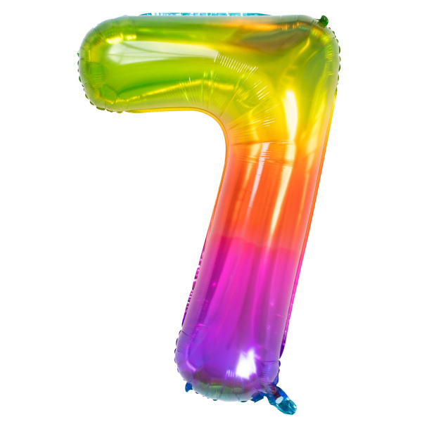 NUMBER 7 YUMMY GUMMY RAINBOW FOIL BALLOON - 86CM