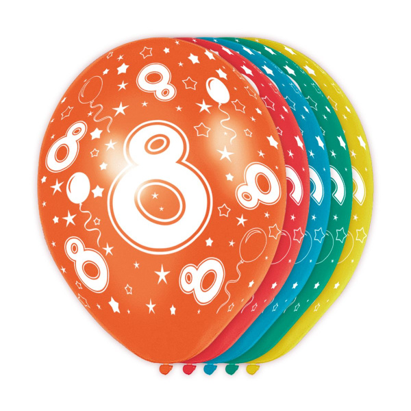 5 X 8TH BIRTHDAY BALLOONS - 30CM