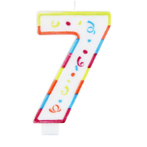 XL MULTICOLOURED NUMBER 7 CANDLE - 12.5CM