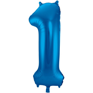 NUMBER 1 BLUE METALLIC FOIL BALLOON - 86CM