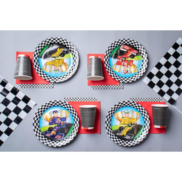 4 X FORMULA RACING PAPER PARTY CUPS - 350ML