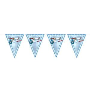 BABY SHOWER STORK BOY/BLUE TRIANGLE BUNTING - 10M