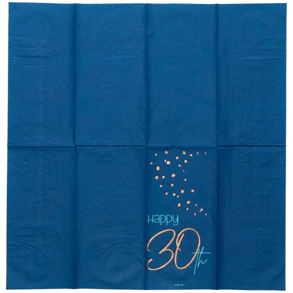 10 X 30TH BIRTHDAY TRUE BLUE NAPKINS - 33CM