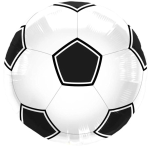 BLACK & WHITE FOOTBALL FOIL BALLOON - 43CM