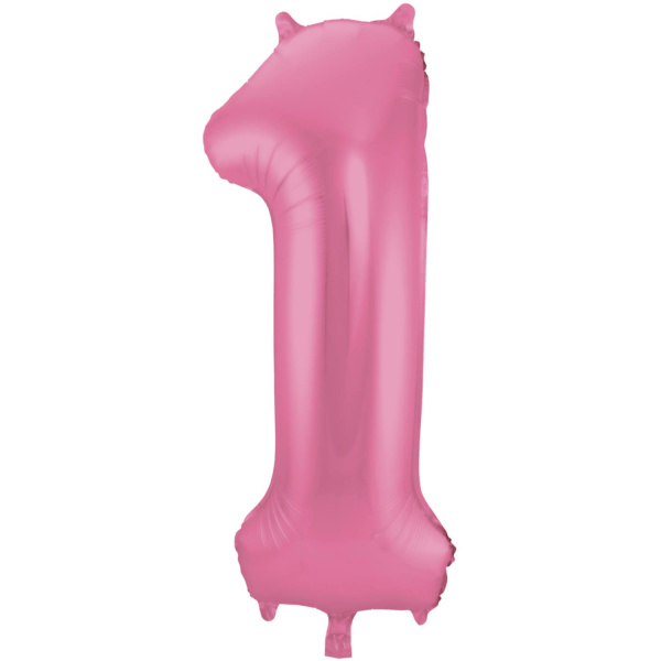 NUMBER 1 PINK MATT METALLIC FOIL BALLOON - 86CM