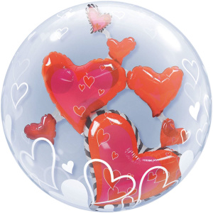 FLOATING HEARTS VALENTINE BUBBLE BALLOON - 61CM