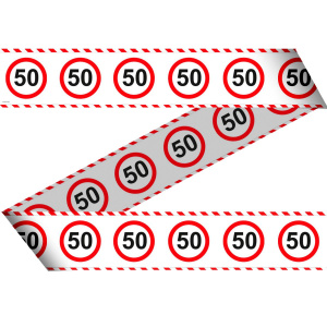 50TH BIRTHDAY BARRIER TAPE TRAFFIC SIGN - 15M