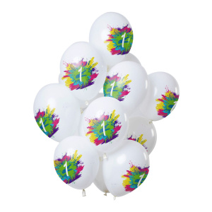 12 X NUMBER 1 COLOR SPLASH BALLOONS - 30CM