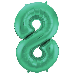 NUMBER 8 GREEN MATT METALLIC FOIL BALLOON - 86CM