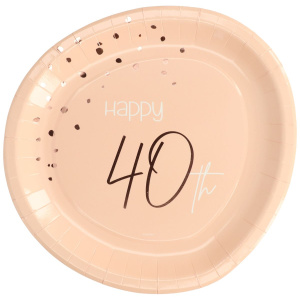 8 X 40TH BIRTHDAY LUSH BLUSH PARTY PLATES - 23CM