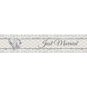 JUST MARRIED WEDDING RINGS BANNER - 2.6M X 19CM