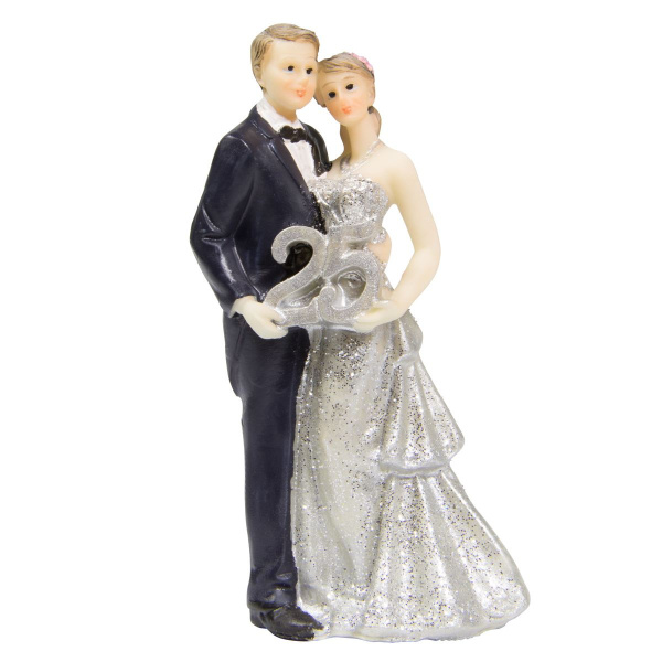 25TH SILVER ANNIVERSARY CAKE TOPPER - 11CM